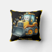 名前パーソナライズされた建築車男の赤ちゃん クッション (裏面)