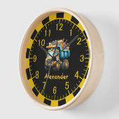 名前パーソナライズされた建築車男の赤ちゃん 壁時計 (傾斜)