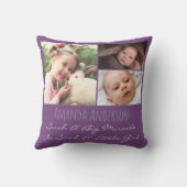 名前パーソナライズされた引用文と写真 クッション (裏面)