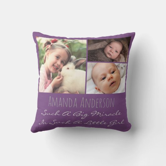 名前パーソナライズされた引用文と写真 クッション (裏面)