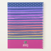 名前パーソナライズされた引用文ピかわいらしンクフローラストライプ プランナー手帳 (裏面)