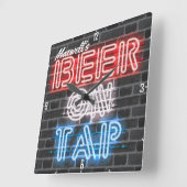 名前パーソナライズされた愛国的なビールの看板Brewery Pub スクエア壁時計 (傾斜)