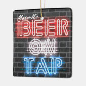 名前パーソナライズされた愛国的なビールの看板Brewery Pub セラミックオーナメント (左)