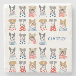 名前パーソナライズされた愛犬家スよくはしゃぐケッチ ストーンコースター