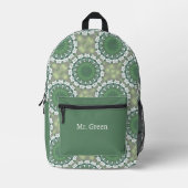 名前パーソナライズされた抽象芸術アート春フローラグリーン プリントバックパック (正面)