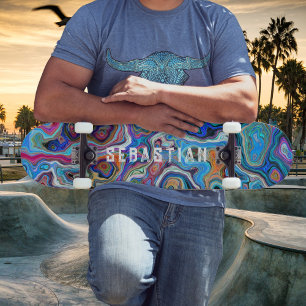 名前パーソナライズされた抽象芸術サイケデリックスケートボード スケートボード