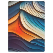 名前パーソナライズされた抽象芸術ティール(緑がかった色)とオレンジの波 クリップボード (裏面)