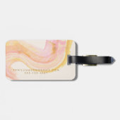 名前パーソナライズされた抽象芸術ピンク黄色の水色 ラゲッジタグ (裏面横)