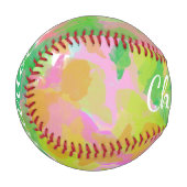 名前パーソナライズされた抽象芸術フローラ緑自然 野球ボール (正面左)