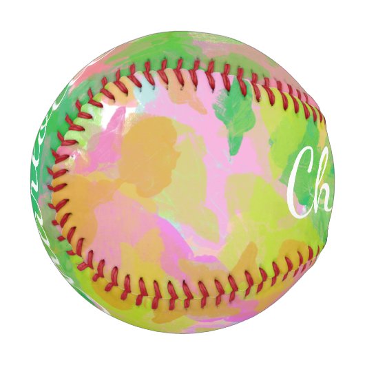名前パーソナライズされた抽象芸術フローラ緑自然 野球ボール (正面左)