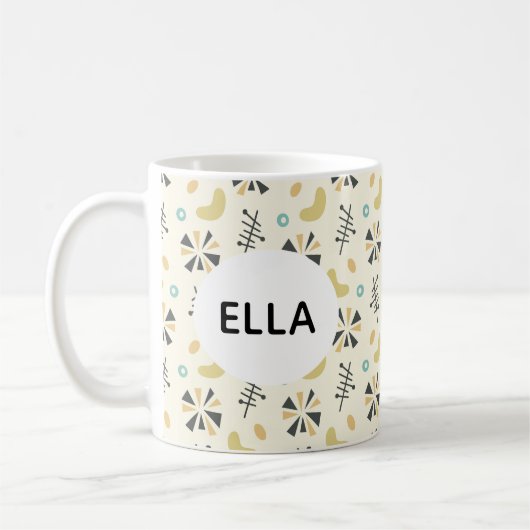 名前パーソナライズされた抽象芸術レトロ1950s コーヒーマグカップ (左)