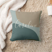 名前パーソナライズされた抽象芸術自然ティール(緑がかった色)セージ緑 クッション (ブランケット)