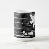 名前パーソナライズされた抽象芸術花 コーヒーマグカップ (中央)