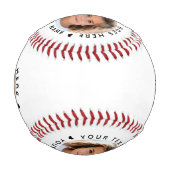 名前パーソナライズされた文字と写真 野球ボール (正面)