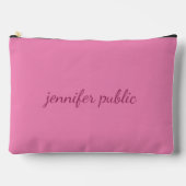 名前パーソナライズされた文字ピンクエレガントタイポグラフィ アクセサリーポーチ (正面)