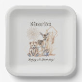 名前パーソナライズされた文字ボホウッドランドフォレストアニマル ペーパープレート (正面)