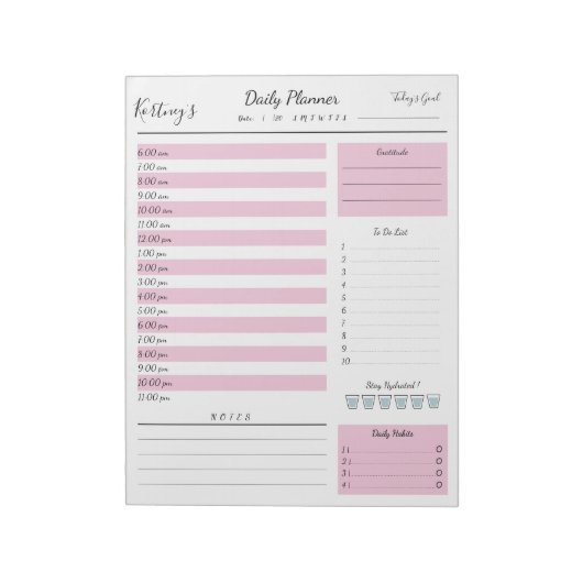 名前パーソナライズされた日ミニマルプランナーメモ帳 ノートパッド (回転)