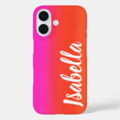 名前パーソナライズされた明るいピンクとオレンジのグラデーション Case-Mate iPhoneケース (裏面)