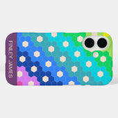 名前パーソナライズされた明るいレトロジオメトモダンリ Case-Mate iPhoneケース (裏面 (横))