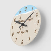 名前パーソナライズされた時計海シーシェル水サンド ラウンド壁時計 (傾斜)