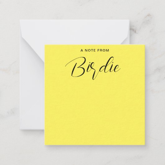 名前パーソナライズされた書黄色 ノートカード (正面)