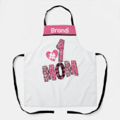 名前パーソナライズされた母ナンバーワンシェフベイカーギフト エプロン (正面)