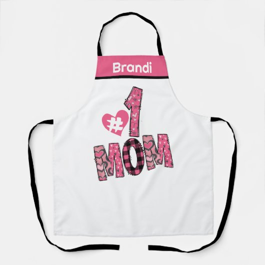 名前パーソナライズされた母ナンバーワンシェフベイカーギフト エプロン (正面)