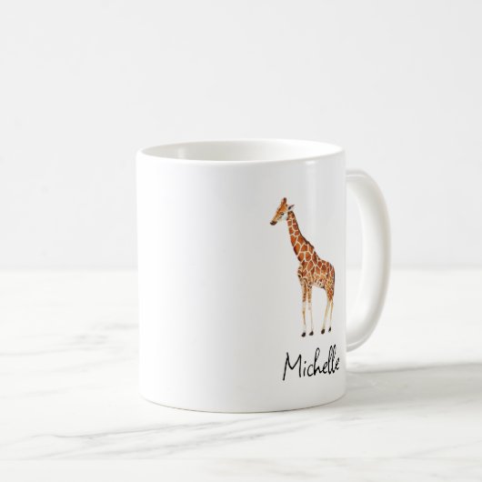 名前パーソナライズされた水の色サファリ動物キリン コーヒーマグカップ (正面右)