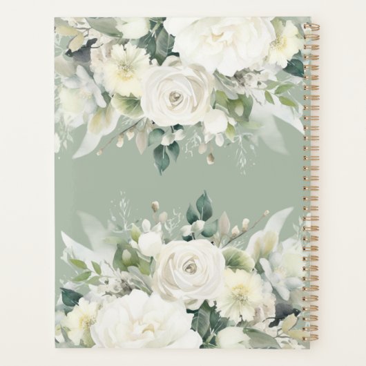 名前パーソナライズされた水カラーフローラ プランナー手帳 (裏面)