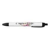 名前パーソナライズされた水カラーフローラ 黒ボールペン (ボトム)