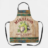 名前パーソナライズされた水カラーヴィンヤード木製バレル エプロン (正面)