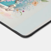 名前パーソナライズされた水彩レトロバス花 デスクマット (コーナー)