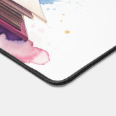 名前パーソナライズされた水彩本と花 デスクマット (コーナー)