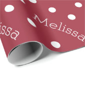 名前パーソナライズされた水玉模様の折り返し紙 ラッピングペーパー (ロールコーナー)