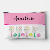 名前パーソナライズされた水色ピックボールパドル アクセサリーポーチ (裏面)