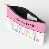 名前パーソナライズされた水色ピックボールパドル アクセサリーポーチ (見開き)