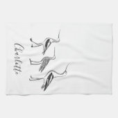 名前パーソナライズされた沿岸海鳥の白鳥 キッチンタオル (横)