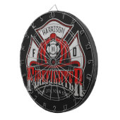 名前パーソナライズされた消防士ヘルメット消防救助隊 ダーツボード (正面右)