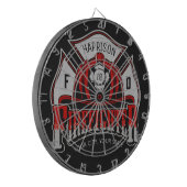 名前パーソナライズされた消防士ヘルメット消防救助隊 ダーツボード (正面左)