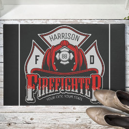 名前パーソナライズされた消防士ヘルメット消防救助隊 ドアマット