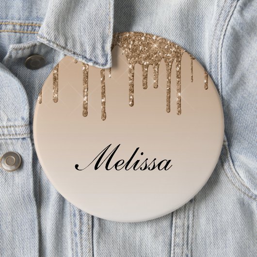 名前パーソナライズされた滴下グリッター 缶バッジ (インサイチュ)