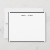 名前パーソナライズされた濃い灰色の文具縁ど ノートカード (正面)