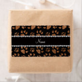 名前パーソナライズされた燃えた金ゴールドグリッター猫の足 ラベル (インサイチュ)