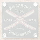 名前パーソナライズされた理容師ストレートカミソリ床屋 ガラスコースター (裏面)