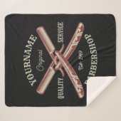 名前パーソナライズされた理容師ストレートカミソリ床屋 シェルパブランケット (正面(横))