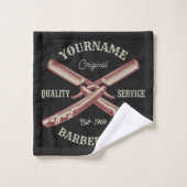 名前パーソナライズされた理容師ストレートカミソリ床屋 バスタオルセット (ウォッシュタオル)