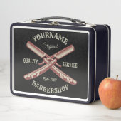 名前パーソナライズされた理容師ストレートカミソリ床屋 メタルランチボックス (インサイチュ)