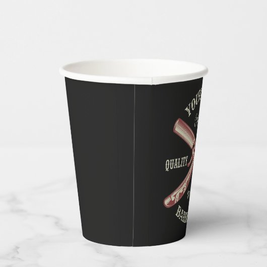 名前パーソナライズされた理容師ストレートカミソリ床屋 紙コップ (右)