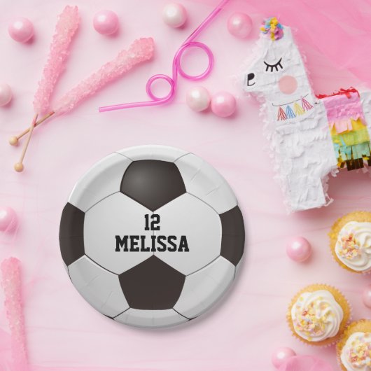 名前パーソナライズされた番号サッカーボール ペーパープレート (パーティー)