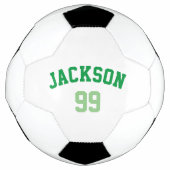 名前パーソナライズされた番号ミニマル緑 サッカーボール (正面)